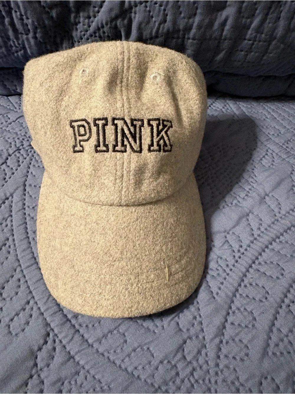 PINK Victoria's Secret  grey Baseball Cap with Black Embroidered Logo